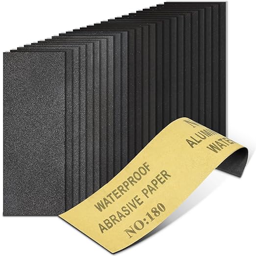 20PCS Sand Paper 180 Grit Sandpaper Sheets, 9 x 3.6 Inch Wet Dry Sandpaper Sheets, Sand Paper for Metal, Wood Furniture, Automotive and Crafts