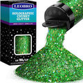 LEOBRO Green Glitter, 160g/5.64oz Holographic Chunky Glitter for Crafts, Resin, Nail Body, Tumblers, Party Decorations