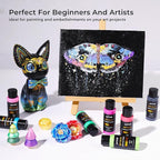 ARTME Metallic Acrylic Paint Set, 24 Metallic Colors in 2 oz/60ml Bottles, Metallic Shining Acrylic Paint, Rich Pigments Paint Perfect for Artists, Beginners on Canvas, Rocks, Wood, Fabric, Ceramic