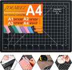 Density-upgraded 9"x12" Self Healing Cutting Mat, Idemeet Rotary Sewing Mat for Crafts, 5-Ply Blade Table Protector Cut Board for Fabric Leather Cutting Quilting Modeling Hobby Project, A4, Black