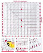 Quilting Ruler for Precise Fabric Cutting 11.5" x 10.5" Quilt Rulers Quilting Sewing Tools Slotted Rulers for Accurate Measurements and Easy Cutting Fabrics Pink