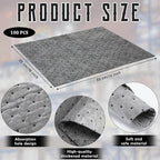 Sawysine 100 Pcs Adhesive-Backed Oil Absorbent Pads 13" x 10" Non-Slip Oil Absorbing Mats Gray Water Absorbent Mat for Garage Accessories Kitchen Basement Supplies