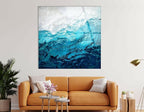 My Photostation.com 35.5Wx30H'' Blue Waves Abstract Glass Wall ArtTempered Glass Printing Wall Decor Large Wall Art Wall Hangings