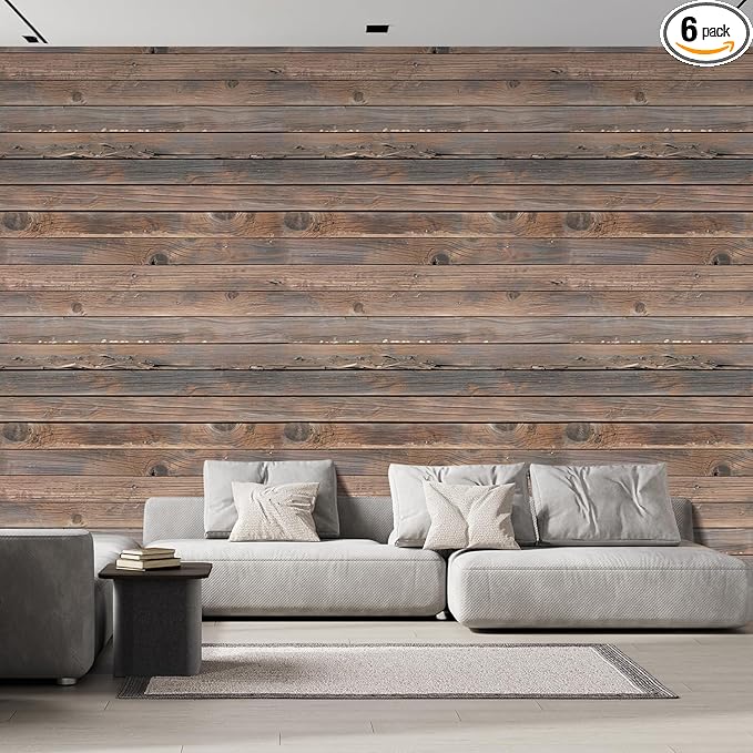 wall26 Horizontal Brown Vintage and Retro Wood Textured Paneling Wall Mural, Removable Wallpaper, Home Decor - 100x144 inches