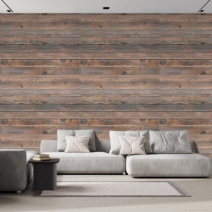 wall26 Horizontal Brown Vintage and Retro Wood Textured Paneling, Wall Mural, Removable Wallpaper, Home Decor - 96x120 inches