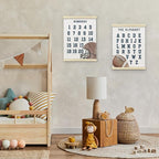 BONETAT Numbers alphabet poster for Nursery Toddlers, Play Room Wall Decor, ABC Wall Chart, Wall Hanging Decor for Toddler Playroom Decor Kids Wall Decor, Wooden Frame Alphabet Banner-A01