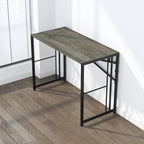 40 inch Folding Desk, Writing Gaming Computer Camping Desk, No Assembly Required Home Office Table, Black Oak