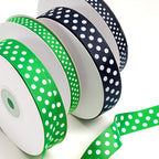 Polka Dot Grosgrain Ribbon 3/8 Inch, 25 Yards Spool Green and White Polka Dot Ribbon for Christmas Gift Wrapping DIY Crafts Hair Bows Wedding Party Decor Sewing and Home Decoration