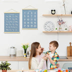 BONETAT Numbers alphabet poster for Nursery Toddlers, Play Room Wall Decor,ABC Wall Chart, Wall Hanging Decor for Toddler Playroom Decor Kids Wall Decor, Wooden Frame Alphabet Banner-A07