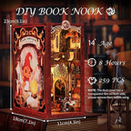 Fsolis Book Nook Kit, DIY Miniature Room House Kit 3D Wooden Puzzle Craft Kit for Adults Decorative Bookend Bookshelf Bookcase Nook Decor Gifts for Women Teens and Book Lovers (Flam Common Room)