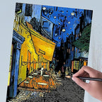 Scratch Art Painting 4 Pcs Vincent Van Gogh Scratch Rainbow Paper Set for Adults and Kids, DIY Sketch Card Engraving Craft Night View Scratchboard with 4 Tools - Cafe Terrace, Sunflowers, Starry Night