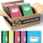 Rosmonde 50 Pack Bulk Composition Notebooks, Wide Ruled, 200 Pages (100 Sheets), 9-3/4 x 7-1/2, Hard Cover, Bulk School Supplies, Assorted Colors Marble Composition Journal, Bulk Notebooks for School