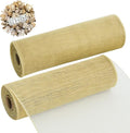 TONIFUL 2 Rolls 10 Inch Burlap Natural Decorative Mesh Ribbon Rolls, Perfect for Wreaths, Swags, Christmas Trees, Home Decoration, and Creative Crafts