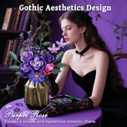 Purple Roses Flower Bouquet Building Sets, 834PCS Artificial Flowers Botanical Collection Compatible with Lego Flowers for Adults Gothic Halloween Decor, Gifts for Halloween Christmas Valentines Day