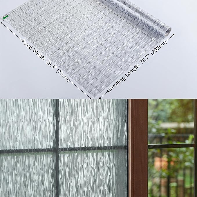 VELIMAX Frosted Window Privacy Film Non Adhesive Window Cling Removable Glass Covering Clear Water Opaque Window Film for Home Anti UV 29.5x78.7 inches
