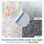DOWELL Window Privacy Film Rainbow Film, Stained Glass Decorative Sticker, Static Cling Non-Adhesive Glass Clings, Sun Blocking Heat Control Window Coverings for Home Door, 23.6" x 118.1"