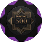 SLOWPLAY Nash Clay Poker Chips, 14 Grams Heavyweight Clay Composite, 40mm Large Chips in Bulk, Pack of 50 with Denomination of 500