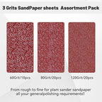 1/4 Sandpaper Sheet,4-1/2"*5-1/2" Assorted 60-80-120,50PACK