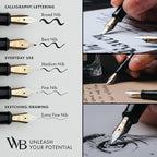 Wordsworth & Black Fountain Pen Set, 18K Gilded Extra Fine Nib, Includes 24 Pack Ink Cartridges, Ink Refill Converter & Gift Box, Gold Finish, Calligraphy, [Racing Green], Perfect for Men & Women