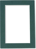 8x10 Mat Bevel Cut for 6x8 Photos - Acid Free Forest Green Precut Matboard With Backing Board and Crystal Clear, Self Seal Photo Mat Bag - For Pictures, Photos, Framing - 4-ply Thickness