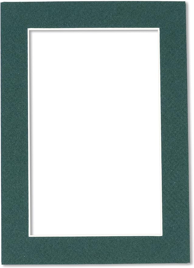 8x10 Mat Bevel Cut for 5x8 Photos - Acid Free Forest Green Precut Matboard - For Pictures, Photos, Framing - 4-ply Thickness