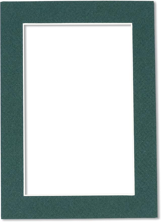 Pack of TEN 8x10 Mats Bevel Cut for 6x8 Photos - Acid Free Forest Green Precut Matboards For Pictures, Photos, Framing - 4-ply Thickness