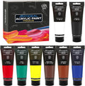 GOTIDEAL Craft Acrylic Paint Set,8 Primary Colors（(120ml,4 oz) Rich Pigments Non-Toxic Washable, Professional Paint for Pouring on Canvas, Rocks, Ceramic, Fabric, Leather, Ideal for Artist, Adults