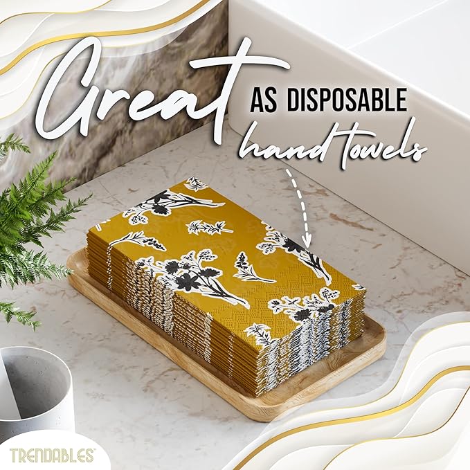 Trendables Floral Napkins for decoupage 100 Pcs 3 Ply floral paper napkins decorative Guest Towels Disposable Bathroom, Flower Design For Tea Party Decorations, Dinners & Weddings