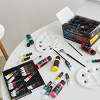 Elan Professional Acrylic Paint Set, 24 Vibrant Colors Acrylic Paint Tubes 2fl oz, Non-Toxic Tubes for Canvas & Crafts, Art Paints for Adults