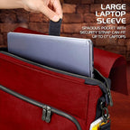 ENHANCE Collector's Edition RPG Player's Essentials DnD Bag - Dragon Hide Exterior Messenger Bag Fits 2-4 Books, Binders, Dice & Accessories, with 17 inch Laptop Slot, Battlemap Straps (Dragon Red)