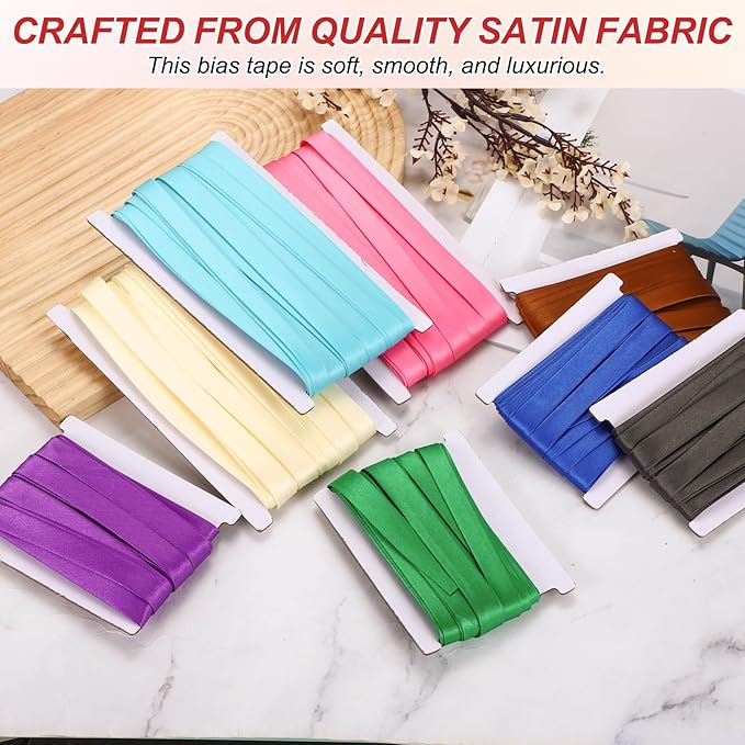 MECCANIXITY Double Fold Bias Tape for Sewing 5/8 Inch x 6 Yards Satin Pre-fold Continuous Binding Tape for Seaming Quilting Hemming Binding DIY Crafts, Gold Tone