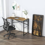 35 inch Small Folding Computer Desk, Writing Gaming Computer Desk for Small Spaces, No Assembly Required Home Office Tale, Rustic Brown