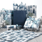 100 Sheets Christmas Tree Tissue Paper, 20x14in Forest Style Wrapping Tissue Watercolor Xmas Tree Art Tissue for Xmas Party Gift Bag Fillers Winter Party Decor (Blue)
