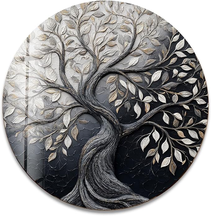 My Photostation.com 10''(25cm) Diameter Twilight Tree of Life Round Glass Wall Art Tempered Glass Printing Wall Decor Large Wall Art Wall Hangings