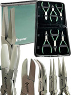 Premium 7-Pcs Jewelers Pliers Set Jewelry Tools Kit -Jewelry Making Pliers Tools with Needle Nose Pliers/Chain Nose Pliers, Round Nose Pliers, Nylon Jaw Pliers, Wire Cutter, Bent Nose Pliers With Case
