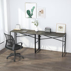 35 inch Narrow Folding Desk, Writing Gaming Computer Camping Desk for Small Spaces, No Assembly Required Home Office Table, Black Oak