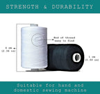 Black & White Sewing Thread - 6 Spools of Polyester Thread for Sewing Machine for Beginners, Hand Stitching & Quilting - 1000 Yards Per Spool
