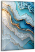 My Photostation.com 24Wx30H'' Turquoise and Blue Alcohol ink Glass Wall Art Tempered Glass Printing Wall Decor Large Wall Art Wall Hangings