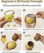 PieceRelax 3D Puzzle Planter - Retro Tiles - Danish Folklore Style, Home Decor Flower Pots for Indoor Cactus, Succulents Pots [K1104]