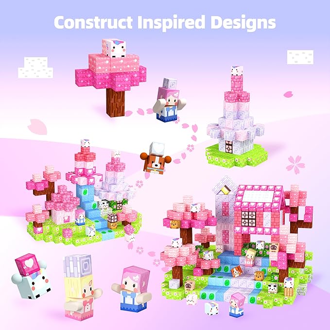 GobiDex 200PCS Magnetic Blocks Kid Building Toys for 3+ Years Old Girls, Upgraded STEM Sensory Gifts for Princess, Kids Magnets Game for Toddler