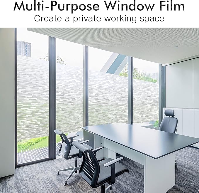 Haton Window Privacy Film, Frosted Glass Static Cling Sun Heat Blocking Window Clings, Frosting Opaque Coverings, Vinyl Removable Stickers Tint for Home Door Office, Non Adhesive 11.8" x 157.4"