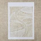 TIAMECH 6 Pcs A4 Reusable Geometric Stencils for Painting - Hollow Leaves & Abstract Curve Lines Texture Layering Templates, DIY Wall Art, Furniture, Scrapbook & Crafts