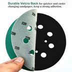 5-Inch 8-Hole Wet Dry Sanding Discs 220 Grit, Polyester Film Backed Heavy-Duty Hook and Loop Sandpaper for Random Orbital Sander, 50-Pack