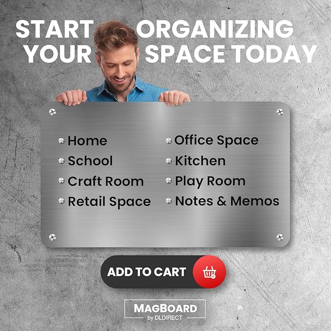 Diamond Life Magnetic Board - Memo & Vision Board for Home, Office, and Classroom - Magnet Board for Kids - Pre-drilled Mounting Screws Included (Silver 36"x48")