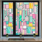 3D Stained Glass Window Privacy Film, Heat Control UV Blocking Static Cling Decorative Window Film for Bathroom,Front Door,Home Non Adhesive,16.9 x 39.3 inches Vibrant Reverie