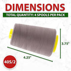 Mandala Crafts 4 Pack of Serger Threads Cones Spools - 40S/2 24000 Yards Polyester Taupe Threads for Sergers Machine and Overlock Quilting Sewing Machine