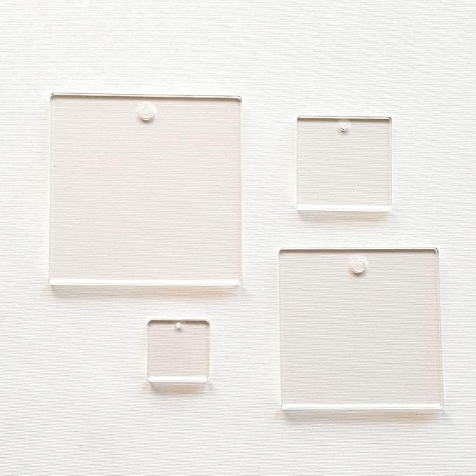 25 Acrylic Square Clear with Hole (Select Size) (1.0")