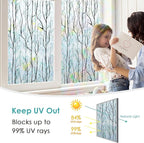 DKTIE Nature Pattern Rainbow Window Film Decorative Stained Glass Window Film Static Cling Films Easy Apply Removable Comes with Tools (U1747-rainbow, 35.4" x 118.1")
