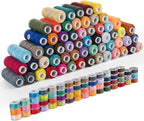 Thread for Sewing, 144 Pcs Bobbins Sewing Thread, 60 Colors Polyester Sewing Thread Spools, 500 Yard Prewound Bobbins Thread, Sewing Supplies for Beginners, Stitching, Travel, DIY