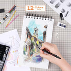 Nicpro Black Art Mechanical Pencil Set, 5PCS Metal Drafting Pencils 0.3, 0.5, 0.7, 0.9 mm & 2mm Graphite Lead Holder For Sketching Drawing With 9 Tubes (4B 2B HB 2H Colors) Lead Refills Erasers Case